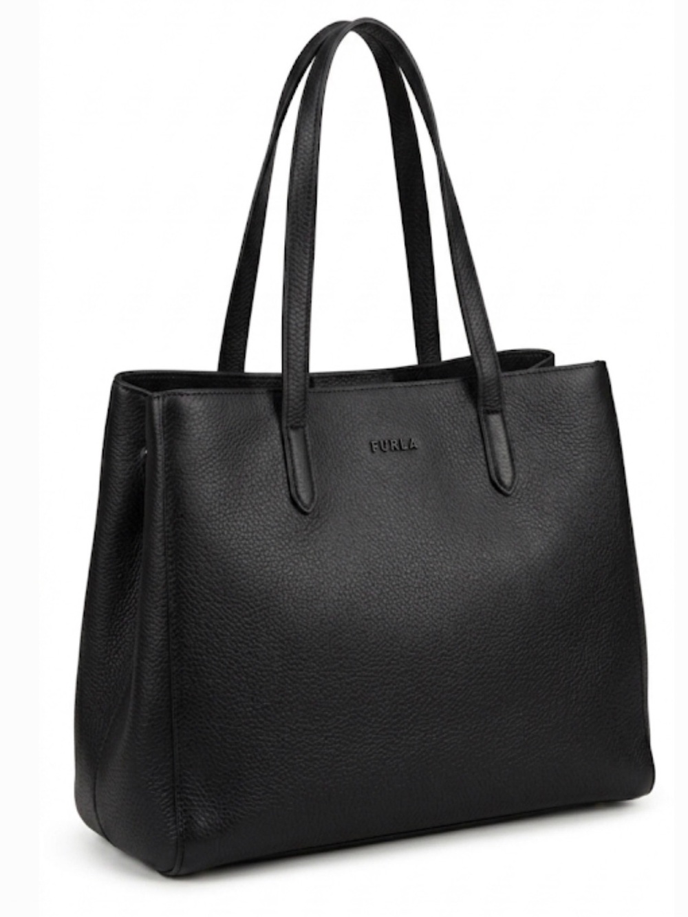 Furla Muse Black Pebbled Leather Double Compartment Tote Bag - Reconditioned